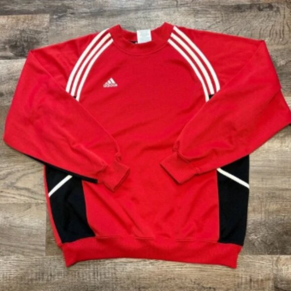 Adidas Men's Red Crewneck Sweatshirt - Picture 1 of 4
